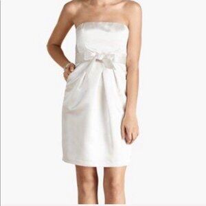 Donna Morgan Womens White Satin Strapless Formal Dress Bow Pencil Skirt size 4